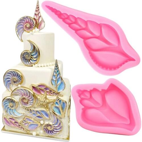 Sea Conch Cake Border Silicone Molds Cupcake Topper Fondant Cake Decorating Tools DIY Baking Candy Clay Chocolate Gumpaste Mould