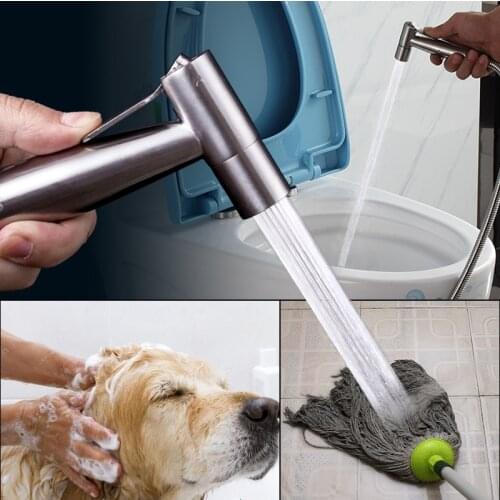 Brushed Nickel High quality Stainless Steel Toilet Handheld Diaper Sprayer Shower Shattaf Bidet spray Douche kit Jet Hose Holder