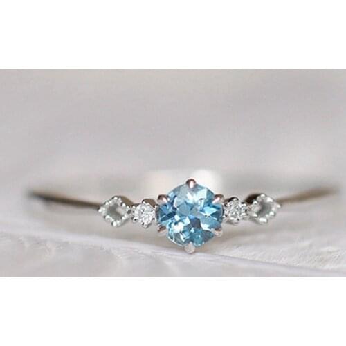 Stylish Fashion Women Ring Finger Jewelry Rhinestone Light Blue Crystal Rings 5/6/7/8/9/10/11 Size