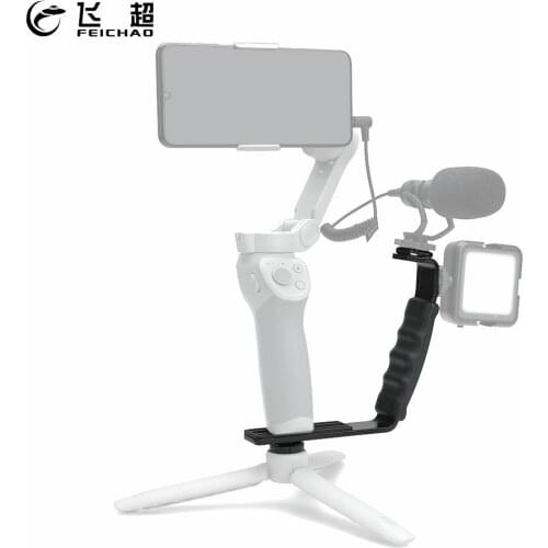 Heavy Duty DSLR Camera L Bracket Video DV Handle Grip Flash Light 2 Cold Shoe Mount 1/4 Tripod for DJI OSMO Mobile 3 4 Gimbal