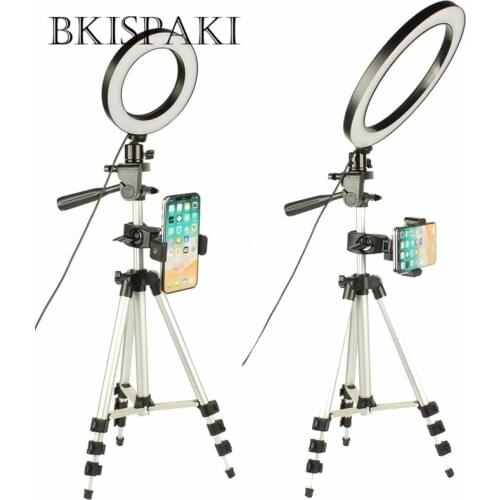 LED Tripod Ring Light Photography Annular Lamp With Phone Holder USB Photo Studio Selfie FB Livestream Youtube Dimmable Lights