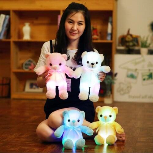 1pcs 32cm LED Lighting Stuffed Animal Luminous Plush Toys Stuffed Bear Teddy Bear Baby Sleeping Toy Birthday gift For Children