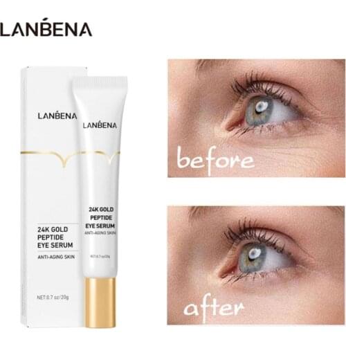 LANBENA 24k Gold Peptide Improve Fine Lines Eye Serum Moisture Anti Wrinkle Reduce Dark Circles Anti Puffiness Eye Bag Skin Care
