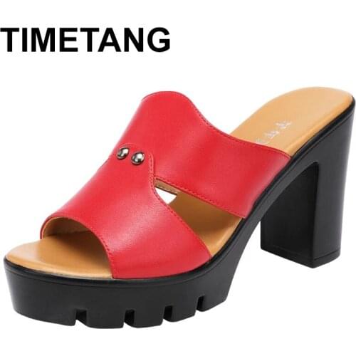 TIMETANGRed Sandals Women Summer 2021 New Platform Fashion Footwear High Heel Open Toe Slippers