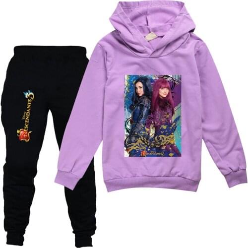 Autumn girls hoodie sweatshirts set descendants Sleeve Hoodied Sweatshirt Pockets Pants Suit Two Piece Set Outfits sweatsuit
