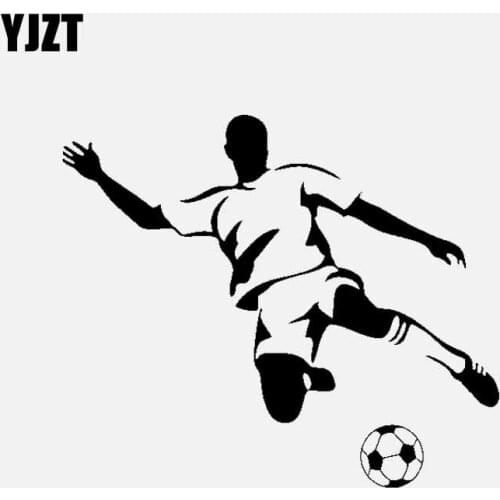 YJZT 15.2CM*13CM Football Soccer Player Vinyl Decal Car Sticker Black/Silver C3-1693