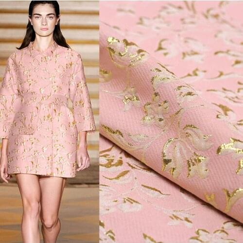 European-style Gold/Silver Line Flower Jacquard Fabric For Woman Coat Dresses Windbreaker DIY Clothing Sewing