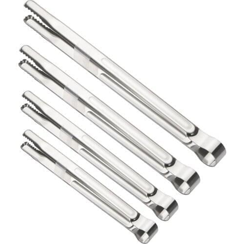 1PC Grilling Tongs Long Stainless Steel Noodles Food Serving Tongs BBQ Cooking Baking Tool Ice Cube Tongs Kitchen Accessories