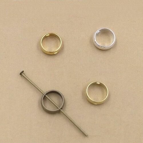 100 PCS 8/10/12mm Fashion Metal Brass Antique Bronze Silver Color Round Perforated Circle Connectors DIY Earrings Accessories