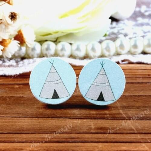 16mm Flower Round High Quality Photo Wood Laser Cut Cabochon to make Rings, Earrings, Bobby pin,Necklaces, Bracelets