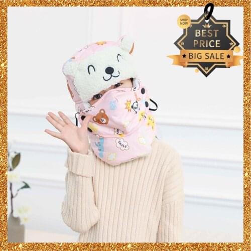 2021 Winter Warm Russion Hat Face Cap Kids Fleece Fur Beanies Bucket Caps Skull Bandana Neck Warmer Boy Girl Headwear Unisex