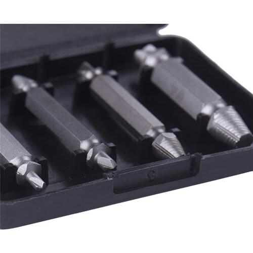 4Pcs/set Damaged Screwdriver Extractor Set Double Side Broken Screw Bolt Stud Remover Puller Center Drill Bit Removal Tools