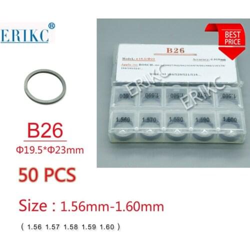 50PCS ERIKC B26 Shims Size 1.56-1.60mm Fuel Nozzle Shims Valve Washer CR Injector Gaskets Calibration For Bosch 110 injection