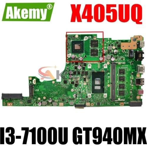 Akemy X405UQ Laptop motherboard for ASUS VivoBook 14-X405UQ X405U S4100UQ U4100UQ original mainboard 4GB-RAM I3-7100U GT940MX