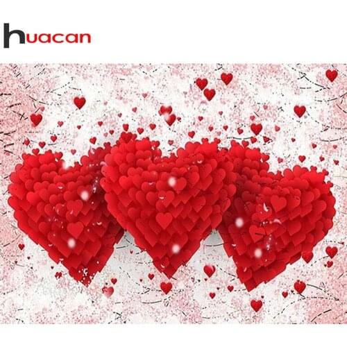 Huacan Diamond Painting Full Drill Flower Heart Embroidery Mosaic Scenery Cross Stitch Home Decoration