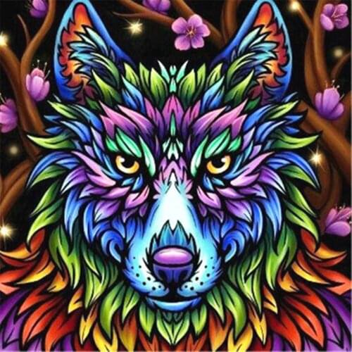 Diamond Painting Wolf Rhinestone Pictures Diamond Embroidery Animal Full Round Drill Diamond Mosaic Beaded Painting