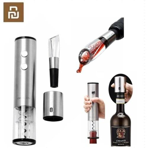 Youpin Automatic Wine Bottle Opener Electric Corkscrew Fast Decanter Round Stainless Steel Mini Plug Red Wine Stopper optional
