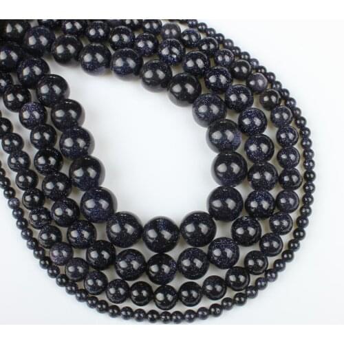 Natural Blue-Sand Scattered Beads Round Semi-precious Stone DIY Jewelry For Bracelet Necklace Jewelry Accessories 4 ,6 8 10mm