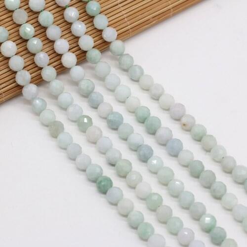 Natural Stone Beads Round Shape Faceted Green Angel Stone Loose Beaded For Jewelry Making DIY Bracelet Necklace Accessories