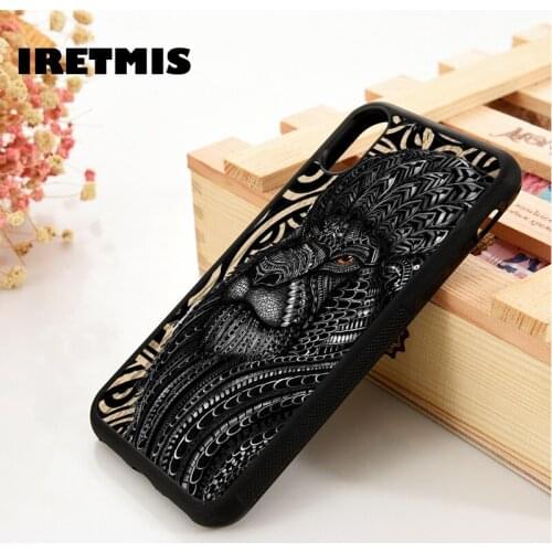 Iretmis 5 5S SE 6 6S Soft phone case cover for iPhone 7 8 plus X Xs 11 Pro Max XR Lion head aztec african print pattern ornate