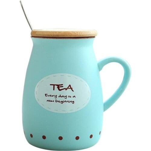 Ceramic Tea Mug with Bamboo Lid and Spoon Creative WATER TEA MILK Porcelain Mug Coffee Milk Cups Breakfast Drinkware