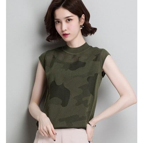 Summer Women Hollow Knitted Basic Top Sleeveless Slim Knitted Vest Elegant Female Thin Tee Knitwear