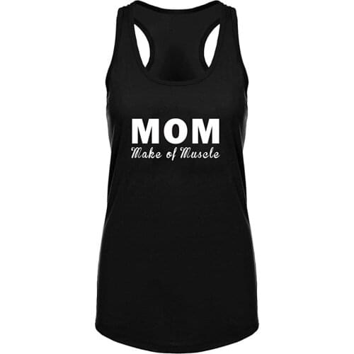 Lyprerazy Summer Funny Letter Print Tank Top Womens Mom Made of Muscle Gym Fitness Workout Racerback Tank Tops