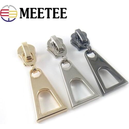 Meetee 10pcs No5 Metal Zipper Sliders For Nylon Metal Resin Zippers Down Jacket Pocket Bag Zips Head Repair Kits DIY Accessories