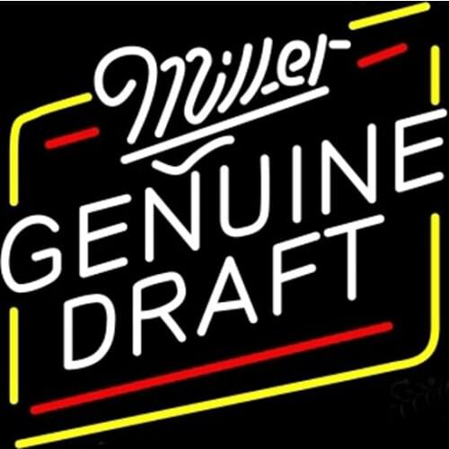Miller Genuine Draft Beer Neon Sign Handmade Real Glass Tube Bar KTV Store Motel Home Party Shop Display Neon Signs 19"X15"
