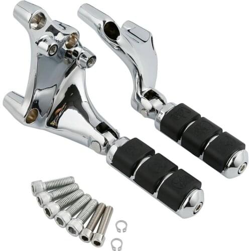 Motorcycle Chrome Footrest Foot peg W/ Mounting Brackets For Harley SuperLow 1200T XL1200T 14-18 XL 883 1200 Iron Sportster