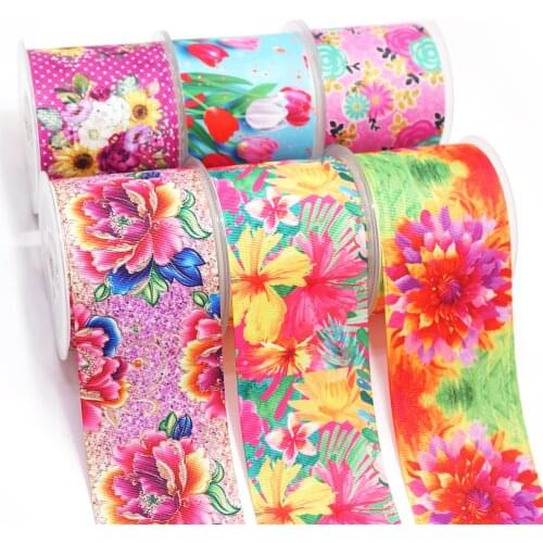 Cartoon Grosgrain/Satin Ribbon Flowers Printed Ribbon For Crafts Decoration Bow 10Yards 26001