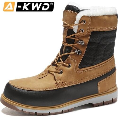 2019 Blakc Brown Men Snow Boots High Top Men Shoes Winter Warm Plus Size 39-46 Winter Shoes for Men Sneakers Winterschuhe Herren