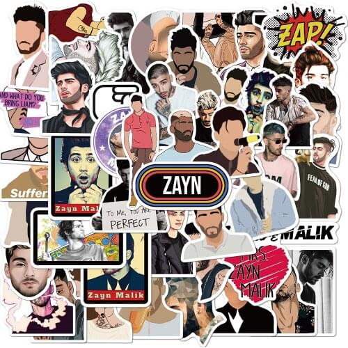 50Pcs/Set One Direction Member Zayn Malik Singer Stickers For Car Laptop PVC Backpack Water Bottle Pad Bicycle waterproof Decal