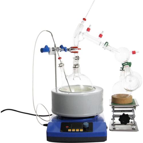 New 2000ml Lab Essential Oil Steam Distillation Glassware Kits Water Distiller Purifier w/Magnetic Stirring Heating Mantle