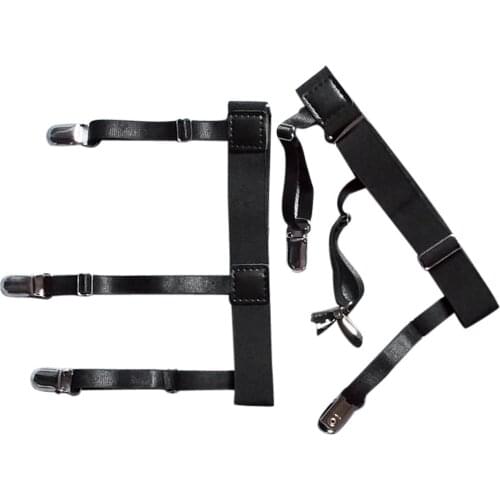 Pair Of Men Women Soft Comfortable Nylon Leg Thigh Elastic Garters Belt Suspenders Black