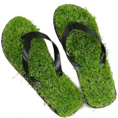 Simple Fashion Men/Womens Lawn Flip Flops Massage Faux Grass Slides Shoes Large Size 45 Flat Comfortable Female Beach Slippers
