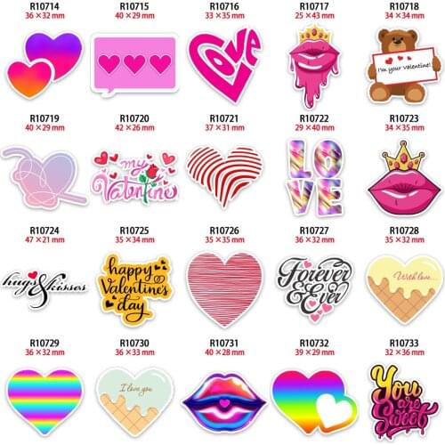 Pink Lips Charms Love Heart Resin Flatback Printed Valentines Day for Jewelry Material Garment