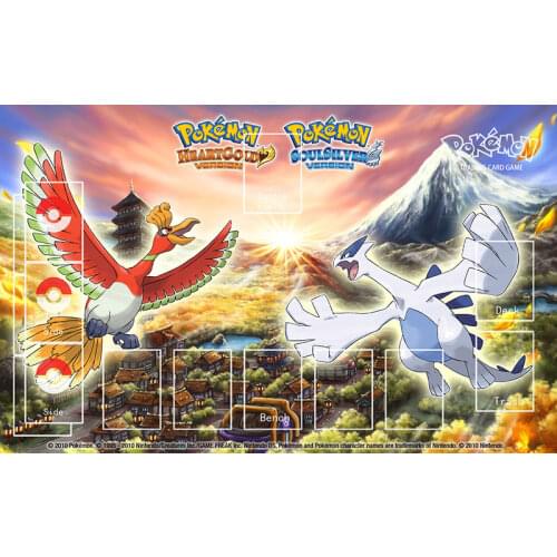 Pokemon Playmat Heart Golg Soul Silver Animal Bird Ho-Oh VS Lugia Mat Pad Anime Cartoon Mouse Pad