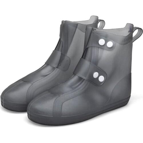 Casual PVC Women Waterproof Shoes Cover Thick Wear-resistant Middle Rain Boots Cover Fashion Transparent Non-slip Shoe Cover