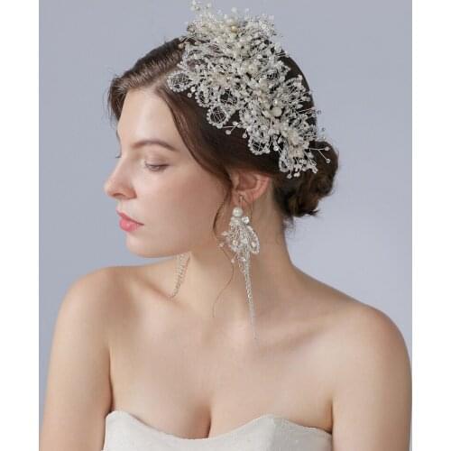 TRiXY H245 Luxury Bridal Crown Fascinators Multilevel Pearl Rhinestone Wedding Hair Accessories Women Wedding Bridal Headpieces