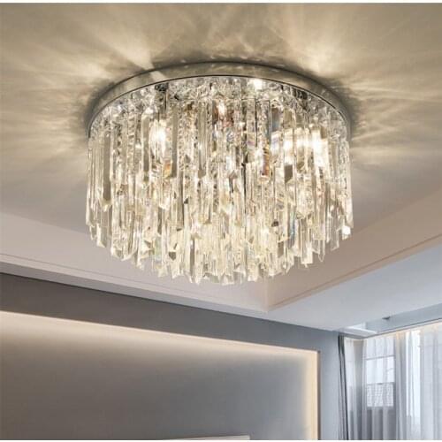 Foyer Modern Lighting Luxury K9 Crystal Led Ceiling Lamp Round Gold / Chrome Steel E14 Ceiling Lights Bedroom Led Luminarias