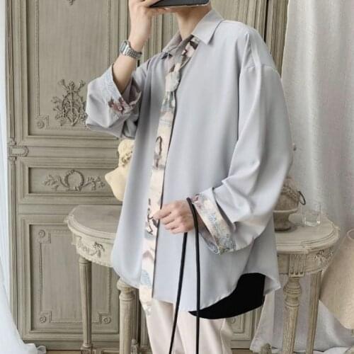 Mens Outwear Soft Long Sleeve All-Match Teens Ins Trendy Men Shirts Patchwork Solid Spring Korean Style Chic Leisure Oversize