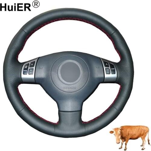 Hand Sewing Car Steering Wheel Cover Top Cow Leather For Suzuki Swift Sport 2005-2010 2011 Splash 2007- 2015 Opel Agila Vauxhall