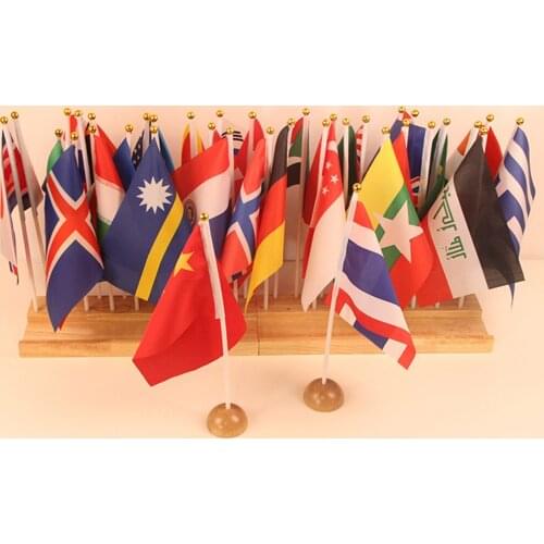 36 Countries Hand Held Small National Flags with Wooden Base Party Decor, Montessori Toy, Preschool Teaching Aids