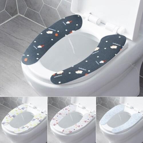 Self-adhesive printed electrostatic toilet pad household toilet stickers autumn and winter washable toilet seat cushion