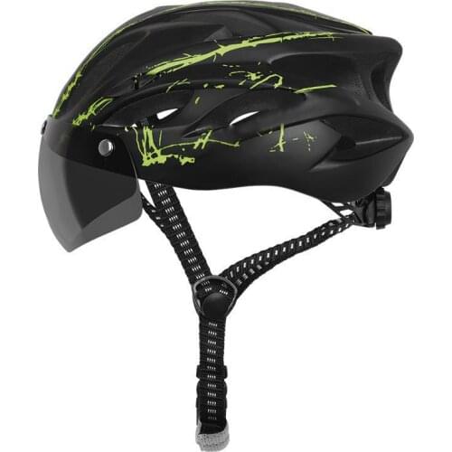 Outdoor Road Mountain Bike Helmet with Rear Light In-mold Riding Cycling Helmet with Visor & TT Lens Sports Mtb Bicycle Helmet