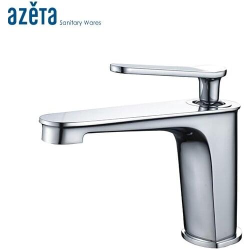 Azeta Sanitaryware Basin Faucets Chrome Plated Brass Bathroom Modern Deck Mounted Basin Mixer Tap AT6906