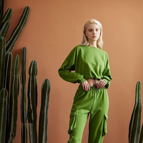 Female sexy short sweatshirts solid long sleeved o-neck fashion street wear pullover tops drawstring women autumn clothes