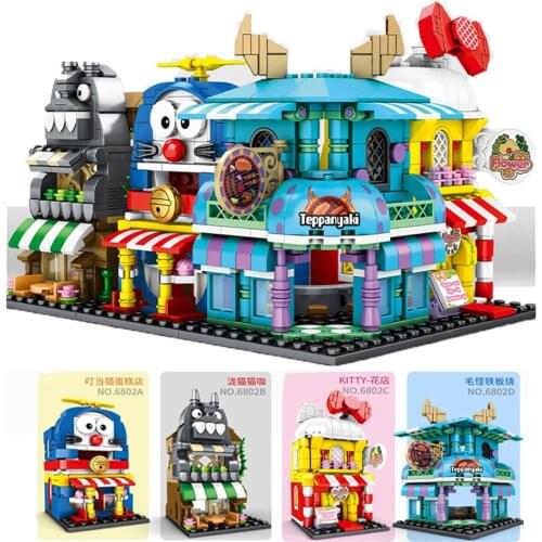 SY6802 Mini Street View Assemble Bricks Jingle Cat Chinchilla Kitty Furry Cartoon Euducational Building Blocks For Children Toys