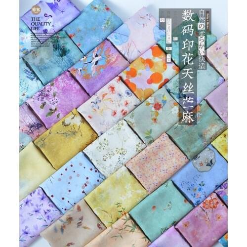 50cm*140cm/Piece,Tencel Floral Printing And Dyeing Light Fabric,Summer Dress, Shirt, Scarf, Curtain Cloth, DIY Handmade Material